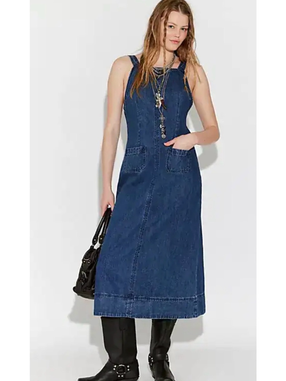 NWT! Free People Cotton Dex Denim Midi Dress